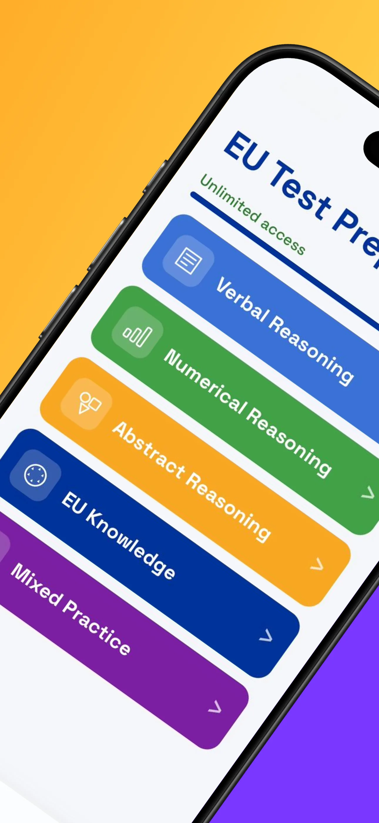 Die Aurelio-App mit den EPSO-Übungskategorien